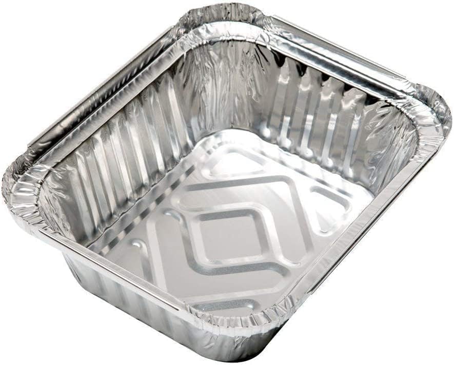 Zuvo 50 Pack Aluminium Foil Food Containers with Lids 12x8x4cm