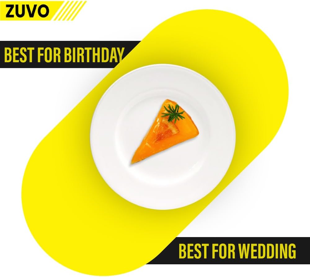 Zuvo White Ceramic Dinner Plates Set of 6 – 6 Inch Microwave Safe Rim Shape