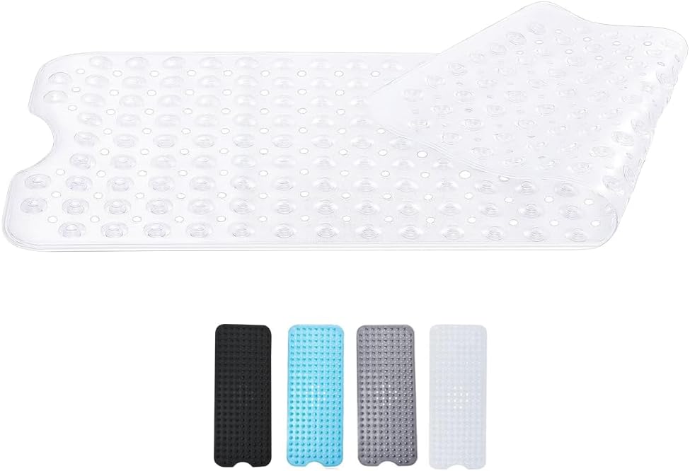 Zuvo Extra Long Non-Slip Bath Mat 100x40cm, Solid White