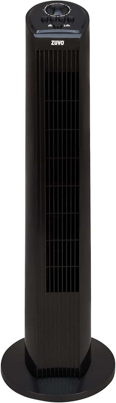Zuvo 30in Oscillating Tower Fan 3 Speed with Timer Quiet Black