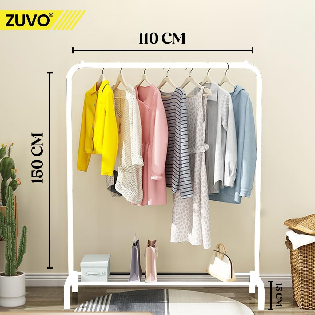Zuvo Clothes Rail White 146x110x40cm Heavy Duty Rack with Bottom Shelf