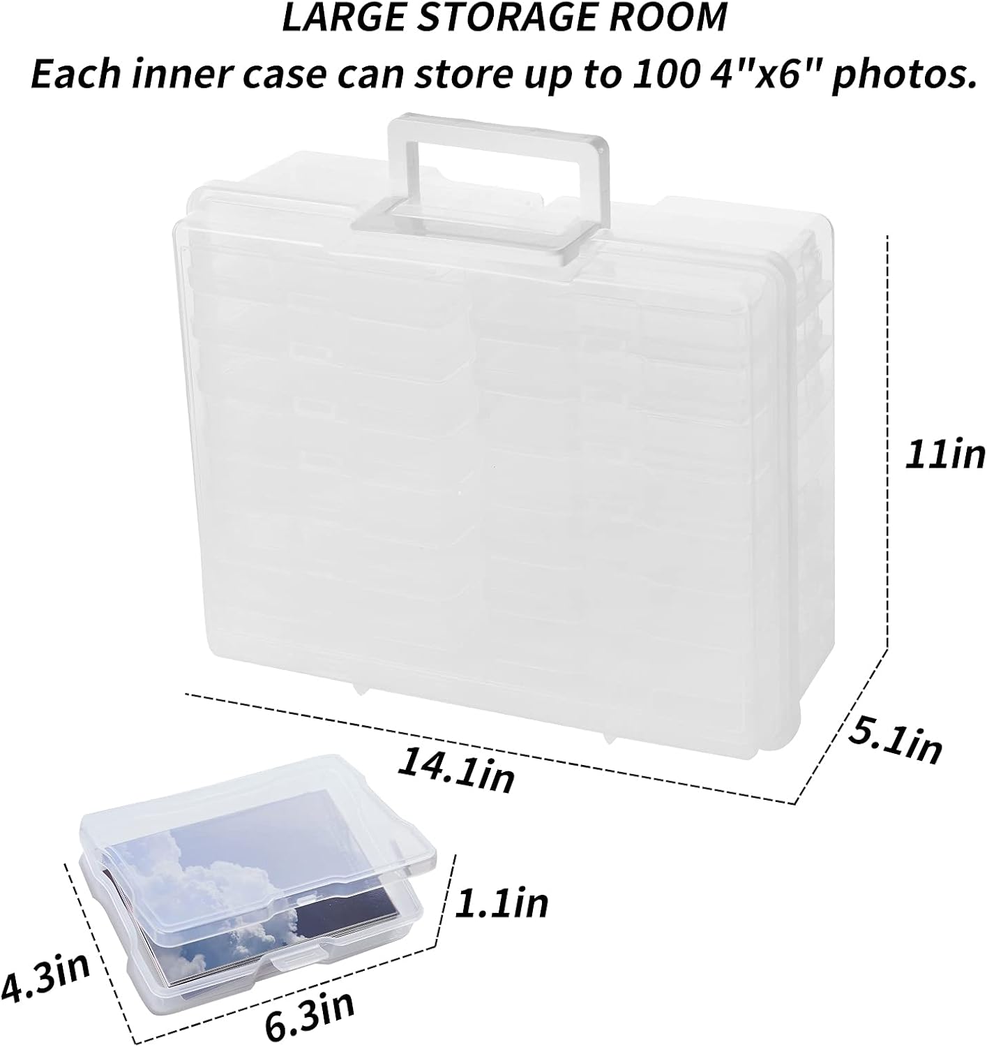 Zuvo Plastic Photo Storage Box with 16 Cases and Removable Dividers