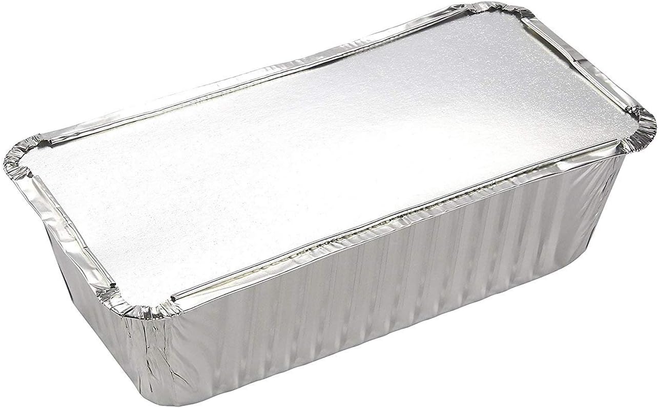 Zuvo 50 Pack Large Aluminium Foil Food Containers with Lids – 600ml