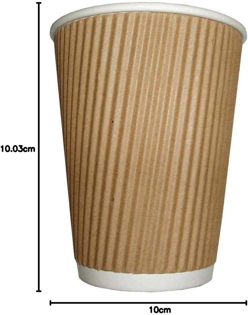 Zuvo Ripple Paper Cups 12oz 100-Pack Brown, 3-Ply Insulated