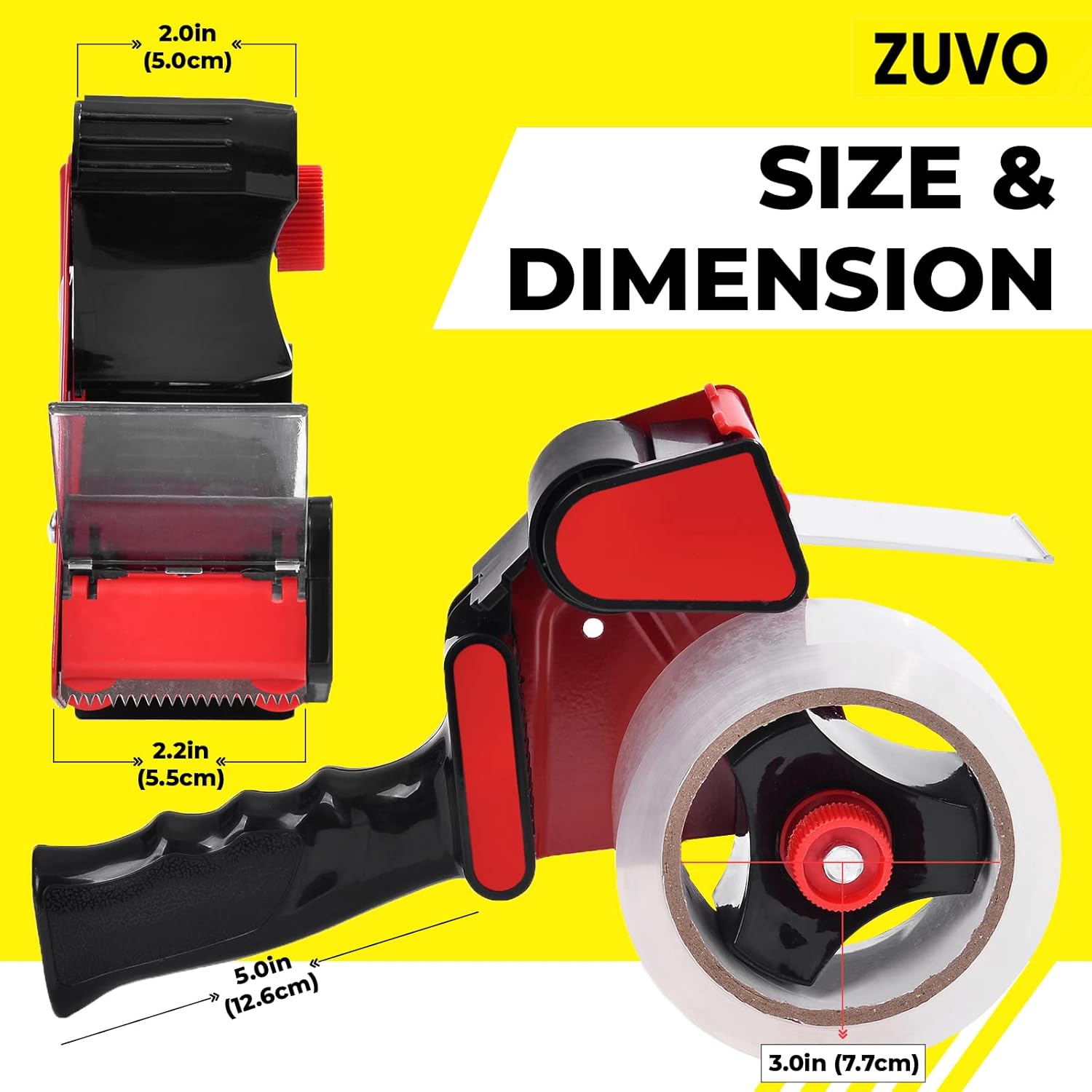 Zuvo Heavy Duty Tape Dispenser with 6 Rolls Clear Packing Tape 48mm