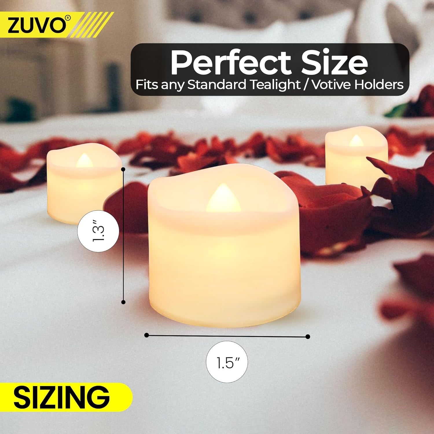 Battery Tea Light Candles 24 Pack Warm White Flickering LED Flameless