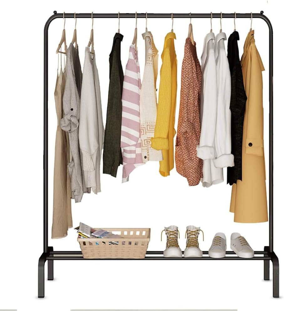 Zuvo Clothes Rail Black 146x110x40cm Heavy Duty Rack with Bottom Shelf