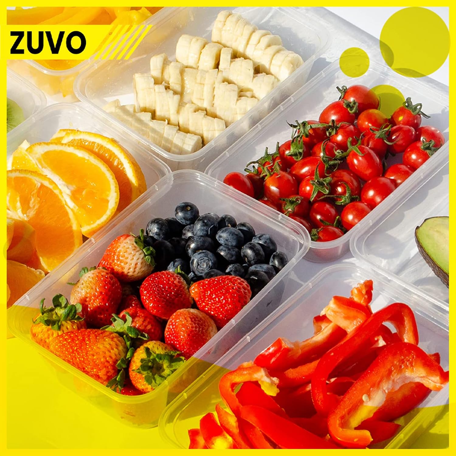 Zuvo Plastic Food Containers 10 Pack 750ml Leak Proof Microwave Safe