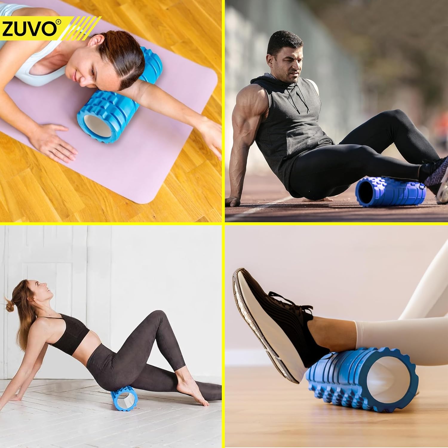 Zuvo Foam Roller Blue Lightweight Massage Tool for Muscles and Back