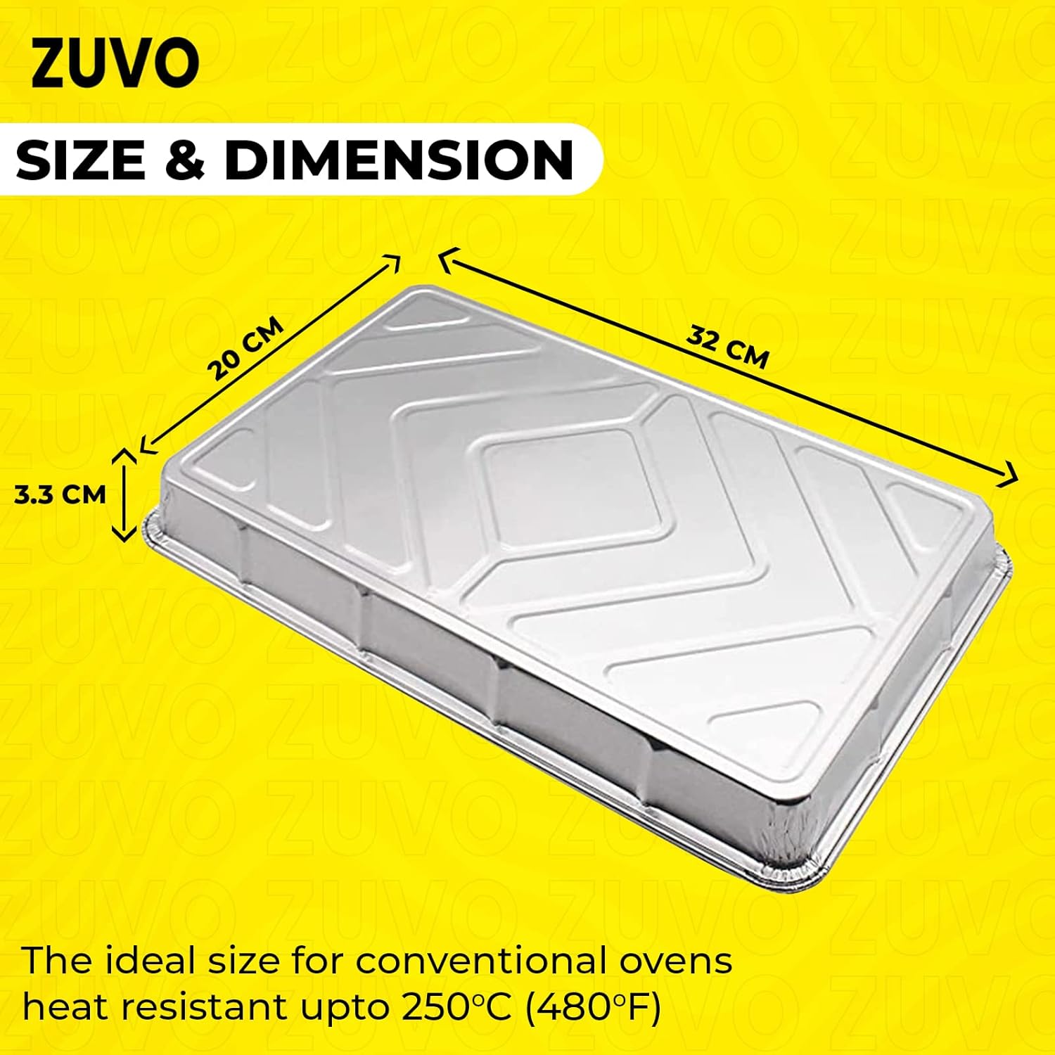 Zuvo Aluminium Foil Baking Trays 10 Pack 32x20x3.3cm Oven Cooking Trays