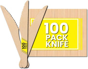 Zuvo Disposable Wooden Knives 100-Pack Eco-Friendly Birch