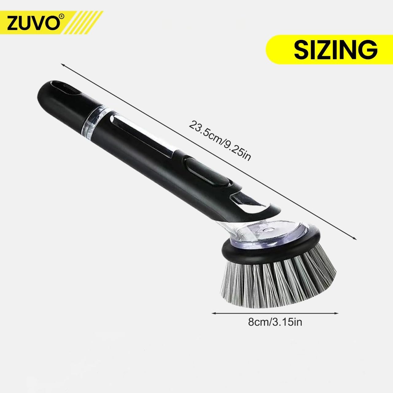 Zuvo Soap Dispensing Scrubbing Brush Durable Kitchen Dish Cleaning Tool