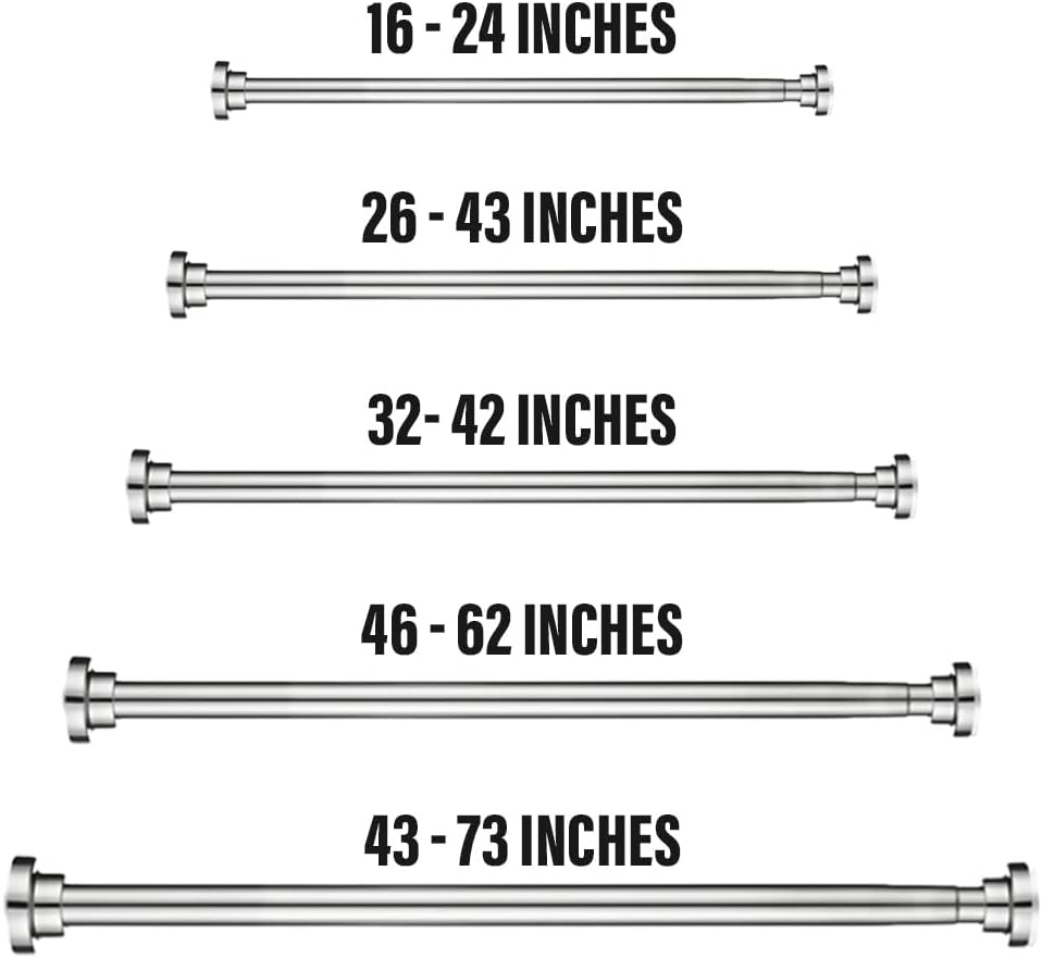 Tension Curtain Rods - Extendable upto 81-106 cm - No Drill & Rust Proof Shower Curtain Rods for Bathroom - Black Shower Rods