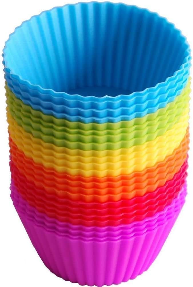 Zuvo Silicone Muffin Cases 7cm Reusable Non Stick Baking Moulds 24 Pack