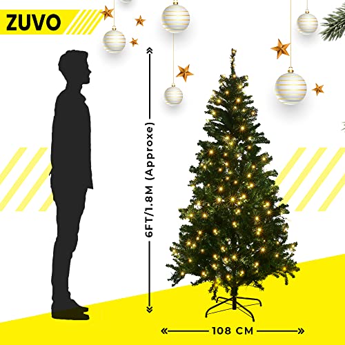Pre Lit 6ft Christmas Tree with 200 LED Lights 1000 Tips Fiber Optic