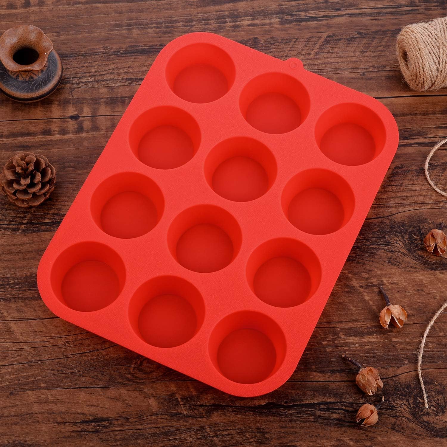 Zuvo Silicone Muffin Tray 12 Cup Non Stick Red Baking Mould 23x31cm