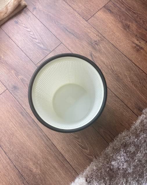 Zuvo Plastic Trash Paper Bin Beige Cylindrical Open-Top