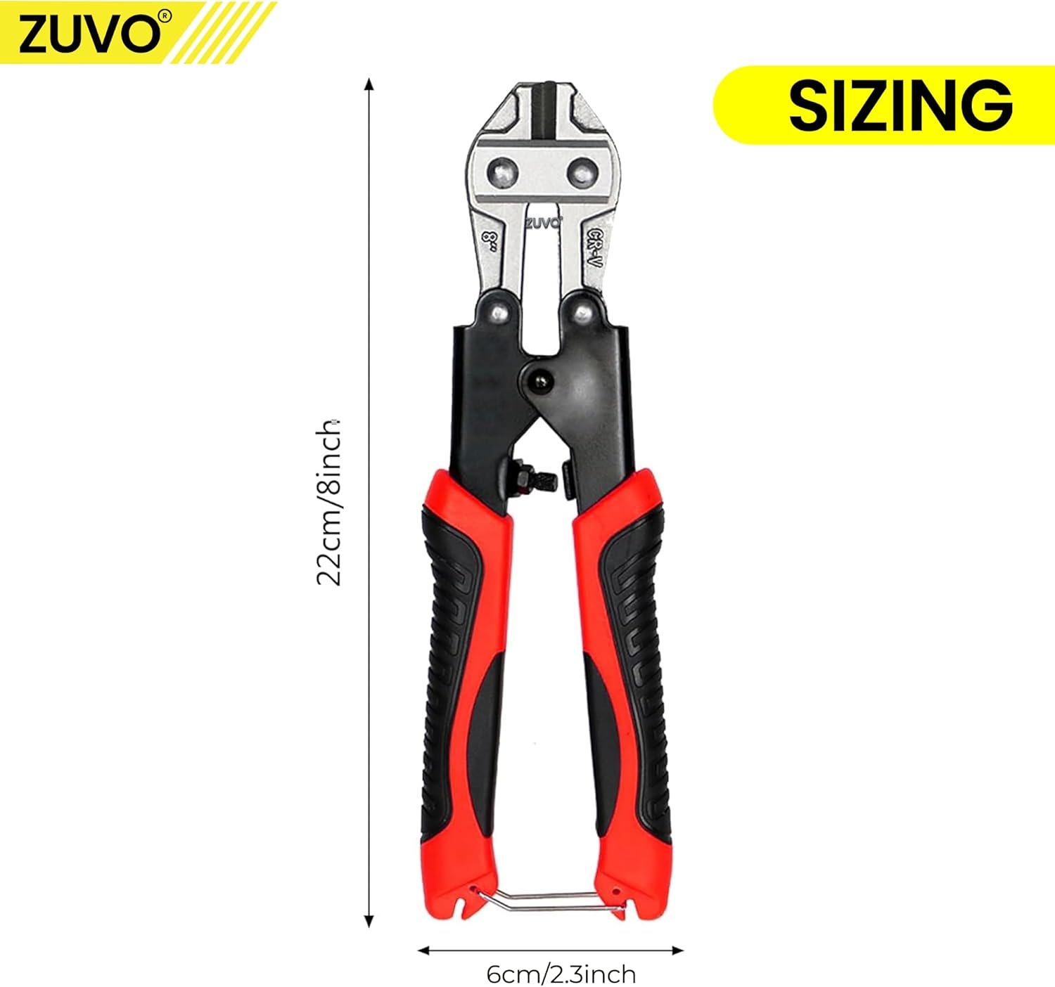Zuvo 8in Heavy Duty Bolt Cutter Professional Cable and Wire Cutting Tool