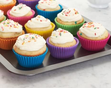 Zuvo Silicone Muffin Cases 7cm Reusable Non Stick Baking Moulds 24 Pack