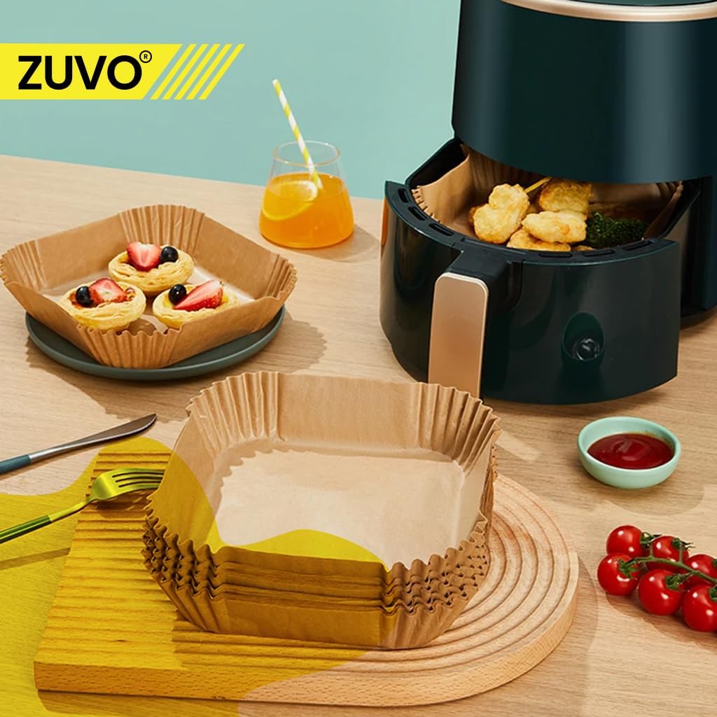 Zuvo Air Fryer Liners 50-Pack 6.3" Square Greaseproof Paper