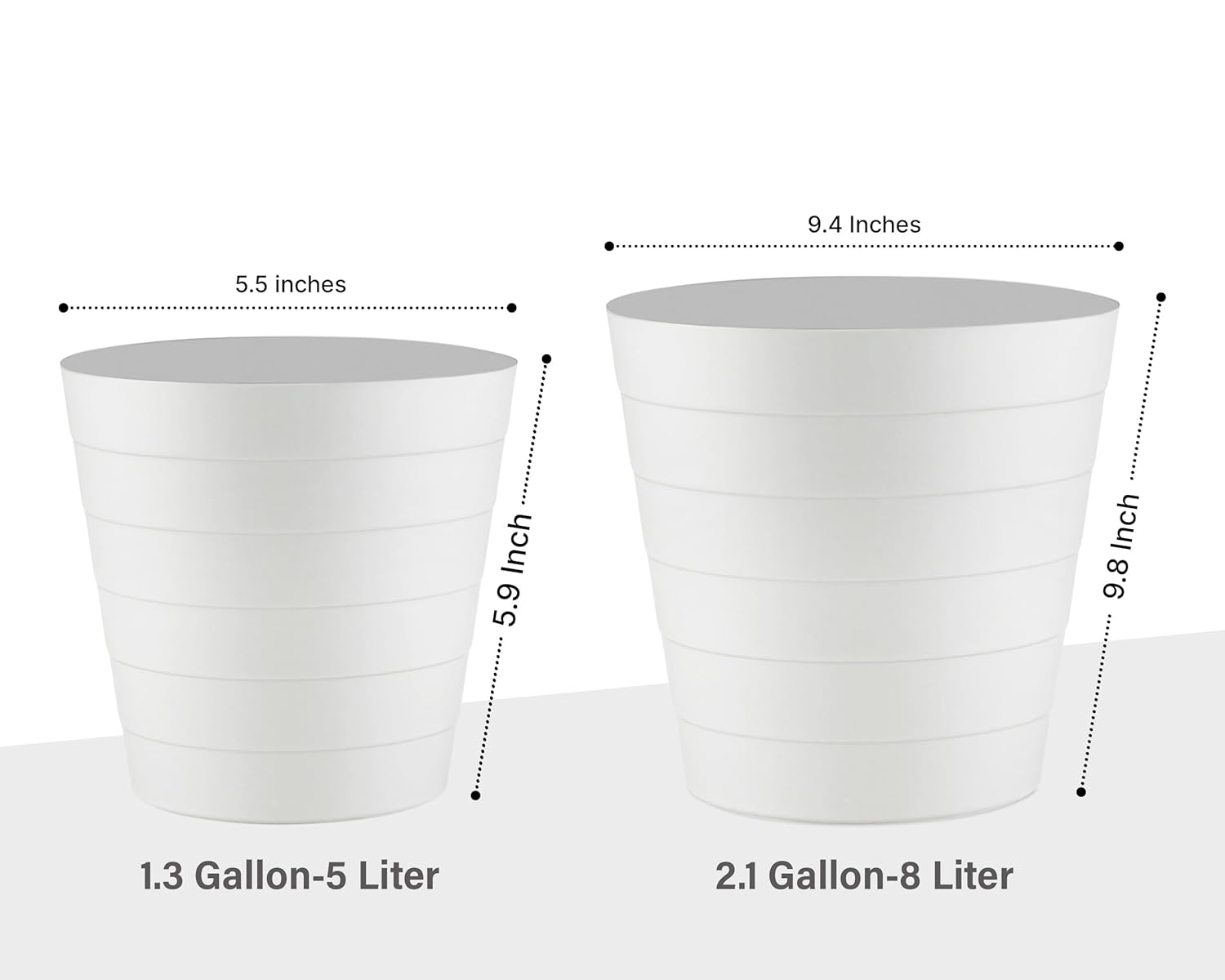 Zuvo Plastic Paper Bin 5L Shatter-Proof Wave Design, White