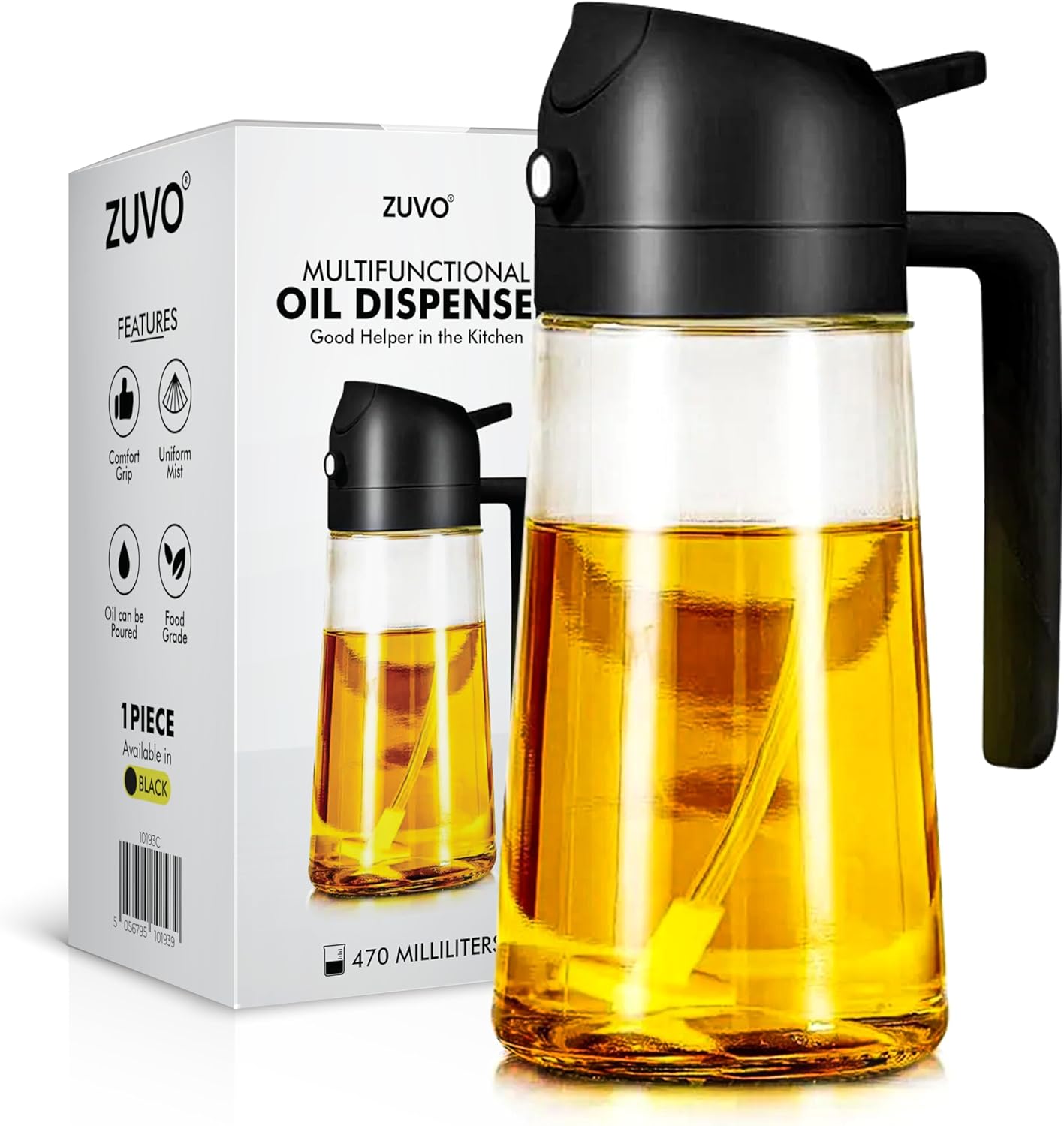 Zuvo Oil Dispenser & Spray Bottle 470ml – 2 in 1 Refillable for Cooking