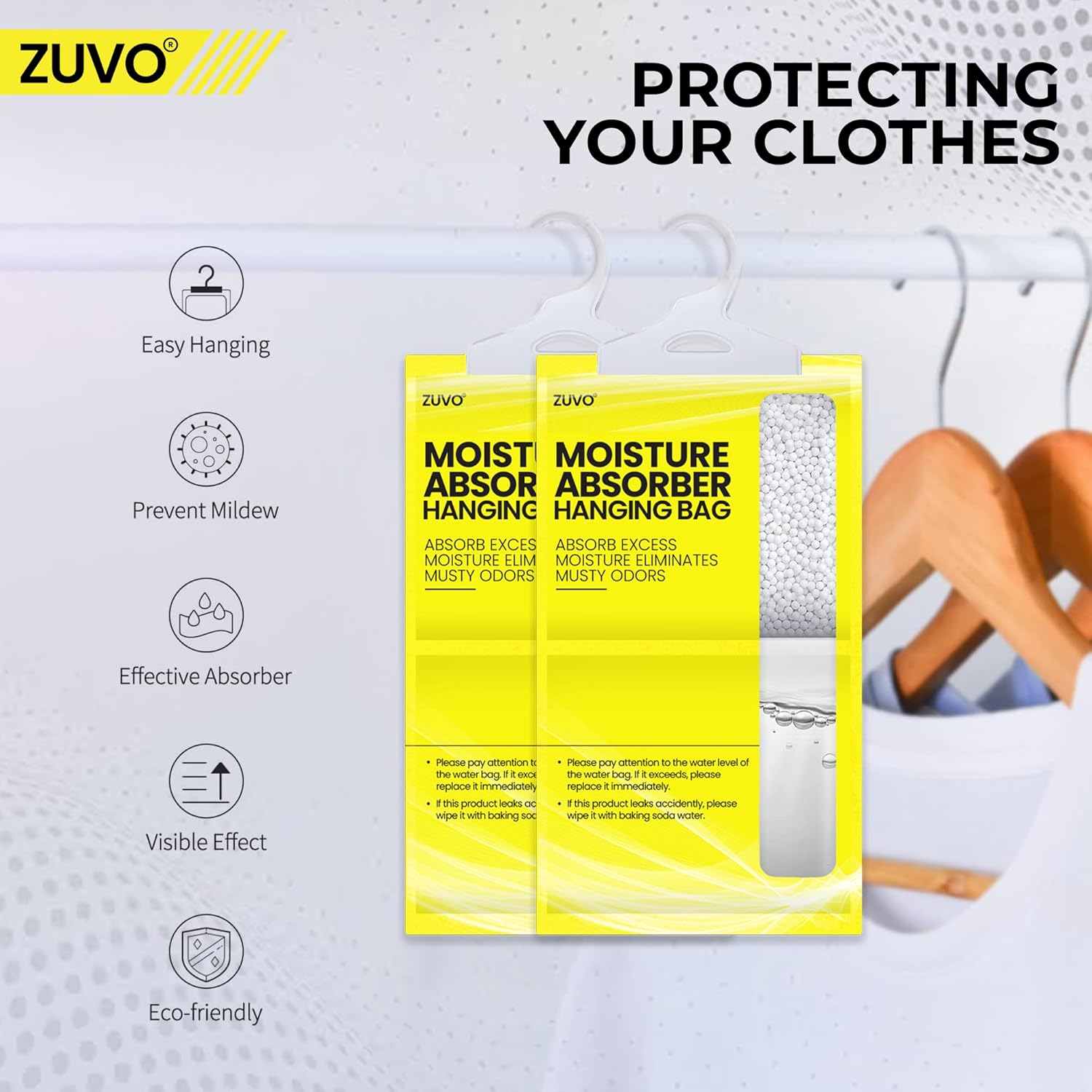 Zuvo Wardrobe Dehumidifier Hanging Bags 12 Pack Moisture Absorber
