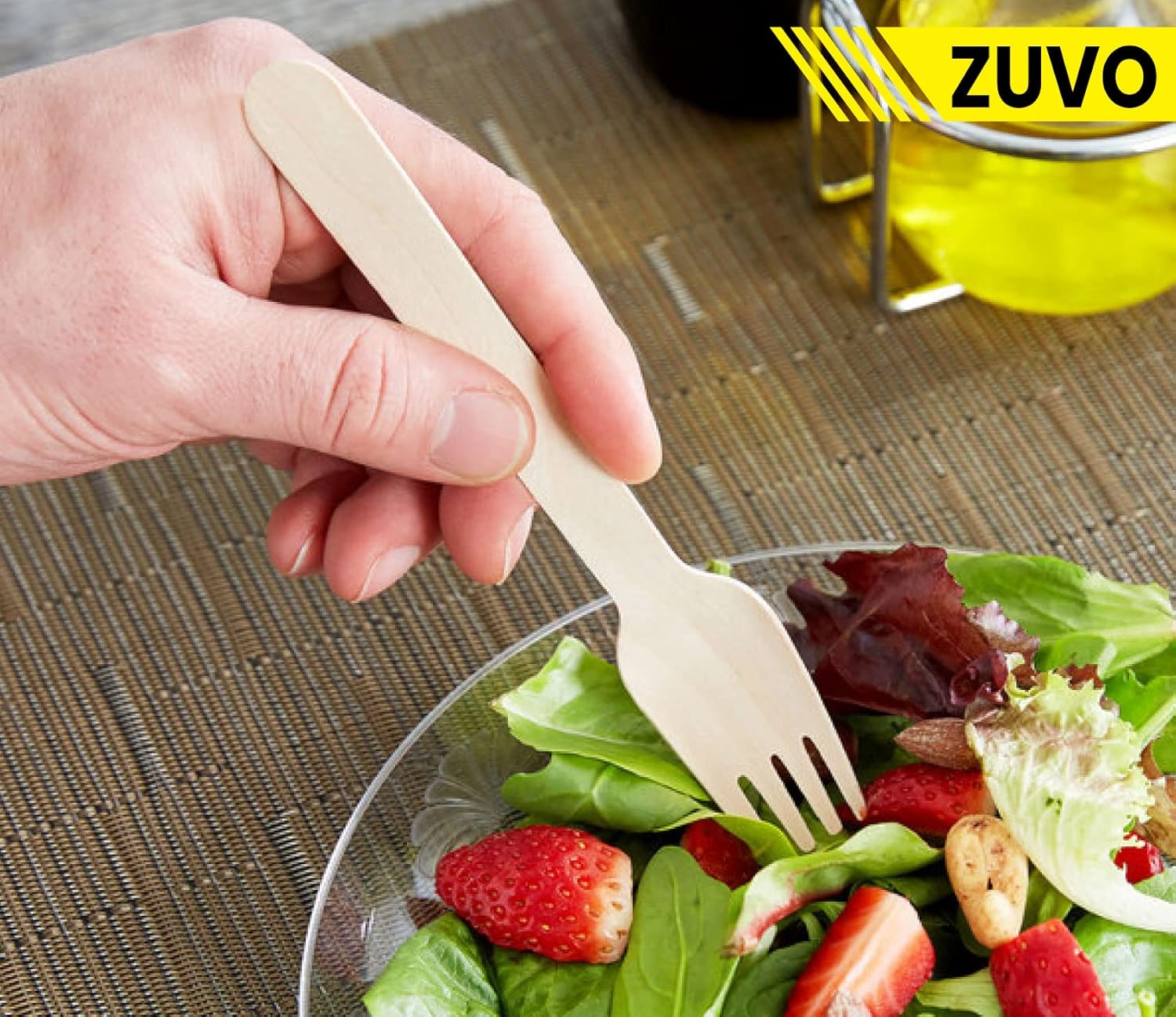 Zuvo Disposable Wooden Forks 100-Pack Eco-Friendly Birch