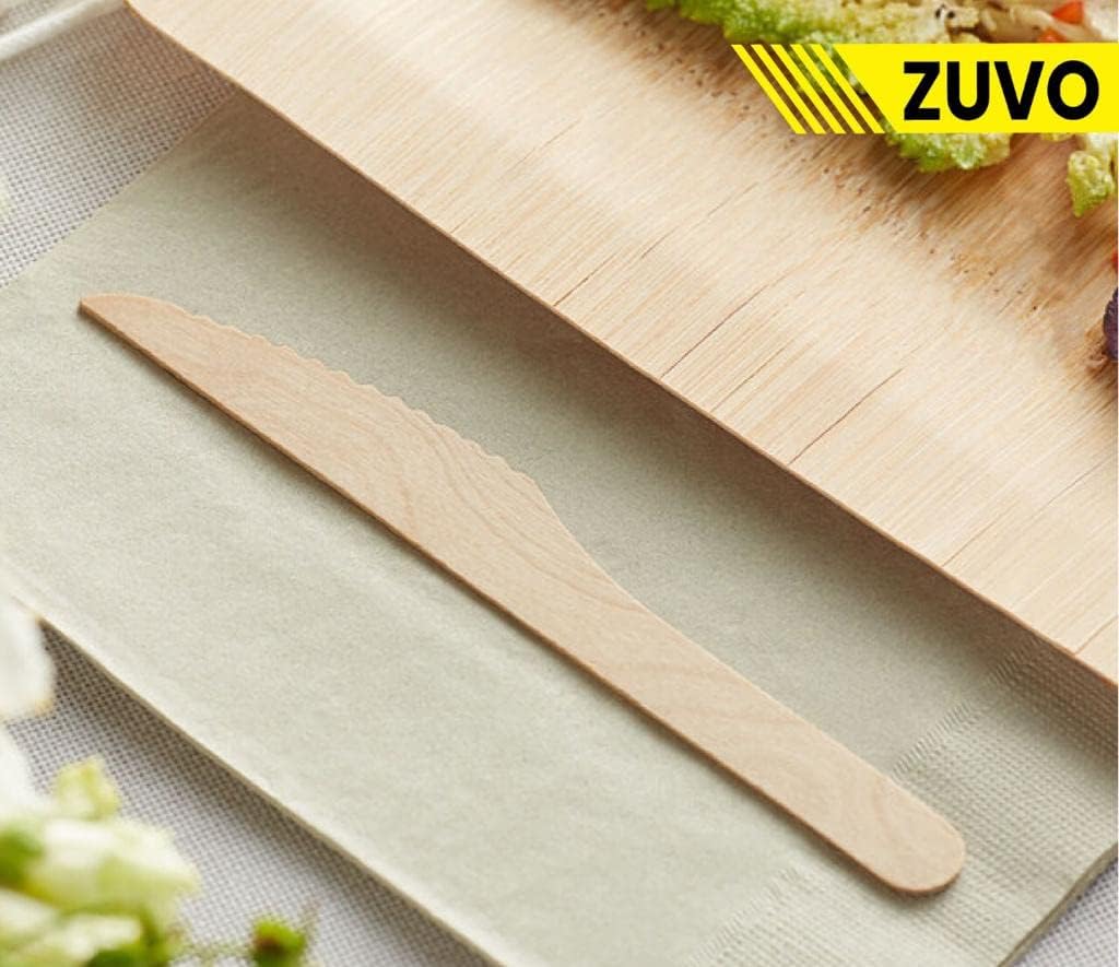 Zuvo Disposable Wooden Knives 100-Pack Eco-Friendly Birch