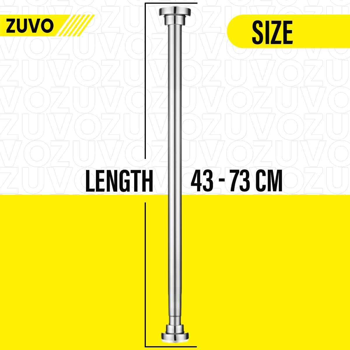 Tension Curtain Rod 109-185cm – No Drill, Rust-Proof, Silver Pole