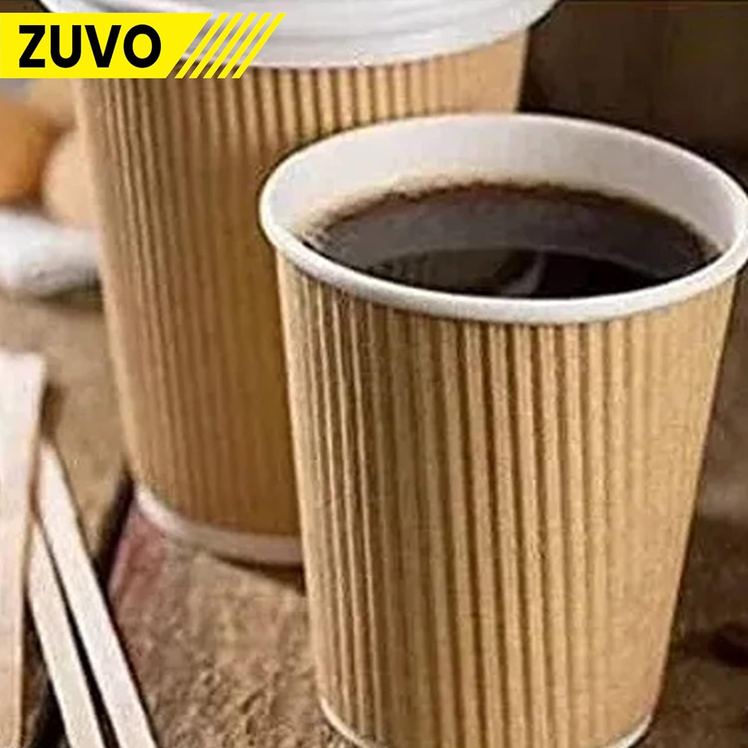 Zuvo Ripple Takeaway Coffee Cups 16oz 30-Pack, Brown