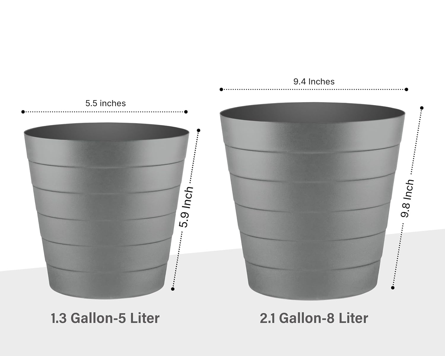 Zuvo Plastic Paper Bin 8L Shatter-Proof Wave Design, Grey
