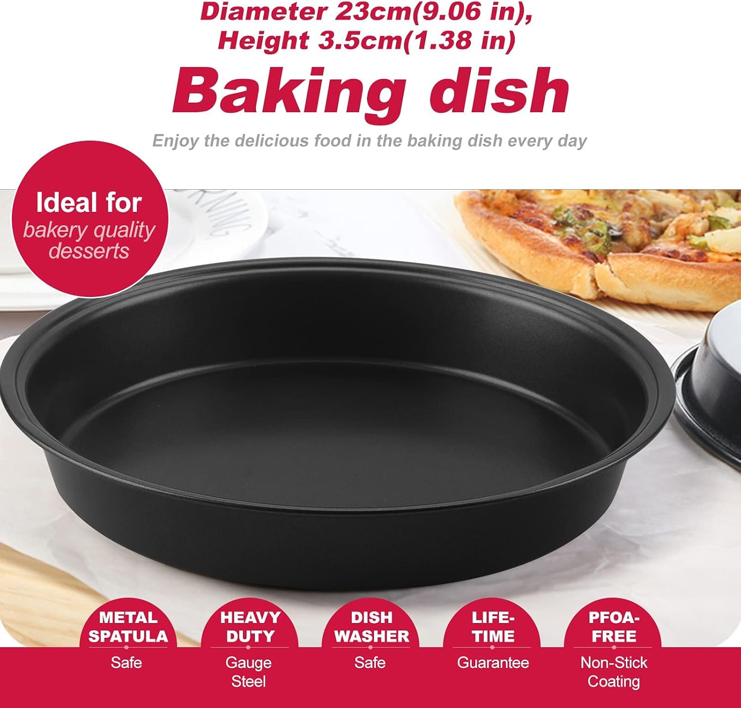 Zuvo 5 Piece Non Stick Bakeware Set Trays Pans for Oven and Microwave