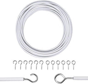 Zuvo Curtain Wire 3m with Hooks and Eyes Extra Strong White Kit