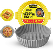 Zuvo Silicone Air Fryer Liners 2 Pack – 6.7 Inch Round Reusable Baking Mats