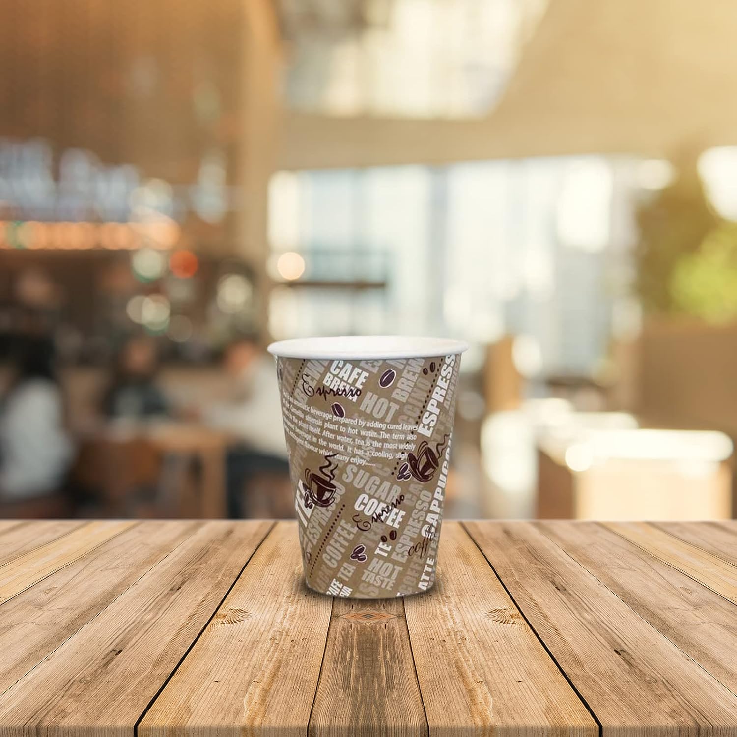 Zuvo Printed Paper Coffee Cups 8oz 50-Pack Eco-Friendly