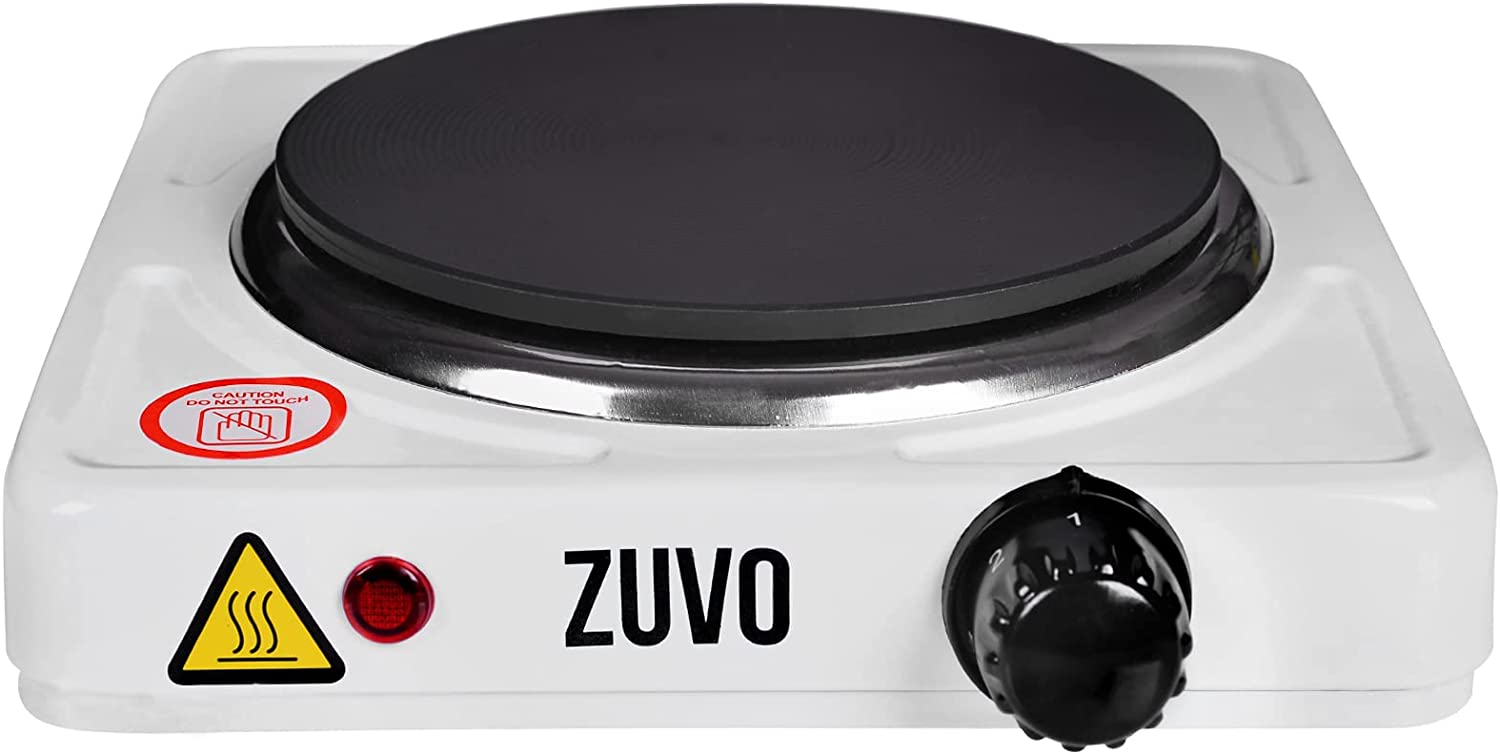 1500w Single Hot Plate - Ring Stove Hob - Portable & with Adjustable Thermostat - Cast Iron Heating Plate - Best for Cooking - Zuvo