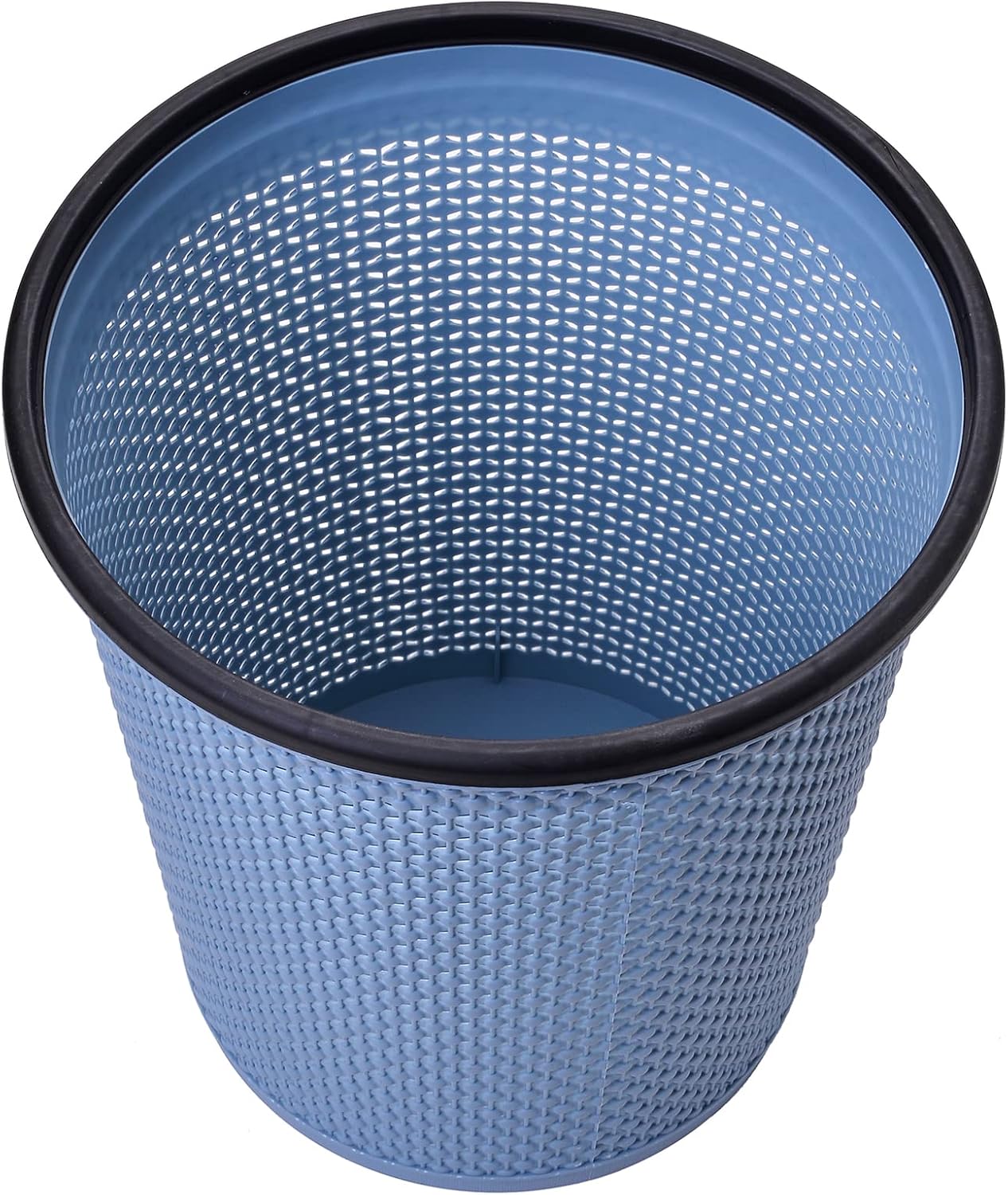 Zuvo Plastic Trash Paper Bin Cylindrical Open Top Design, Blue