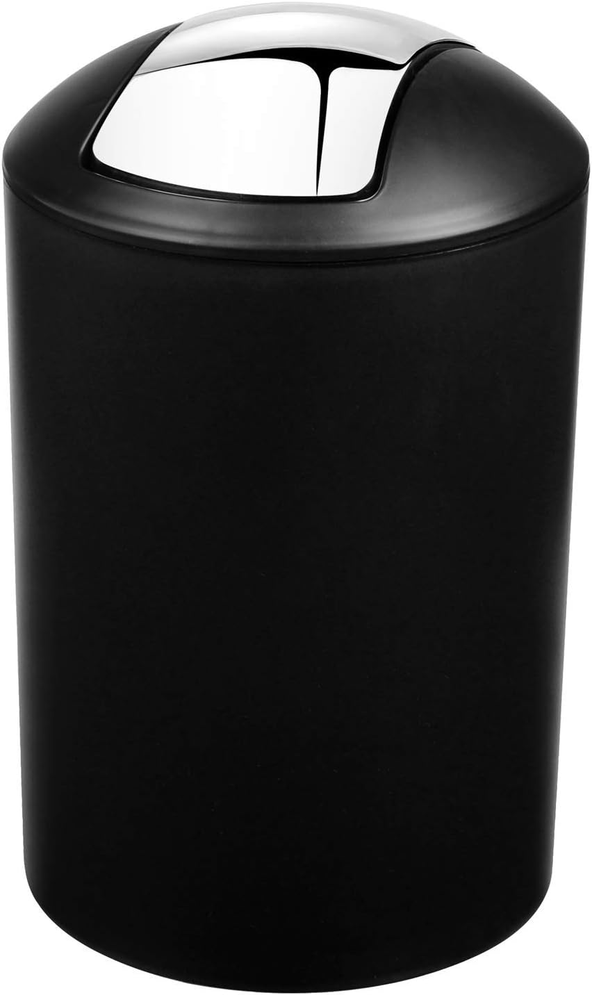 Bathroom Accessories Set 6 Piece – Black Bin, Brush, Dispenser & Holders