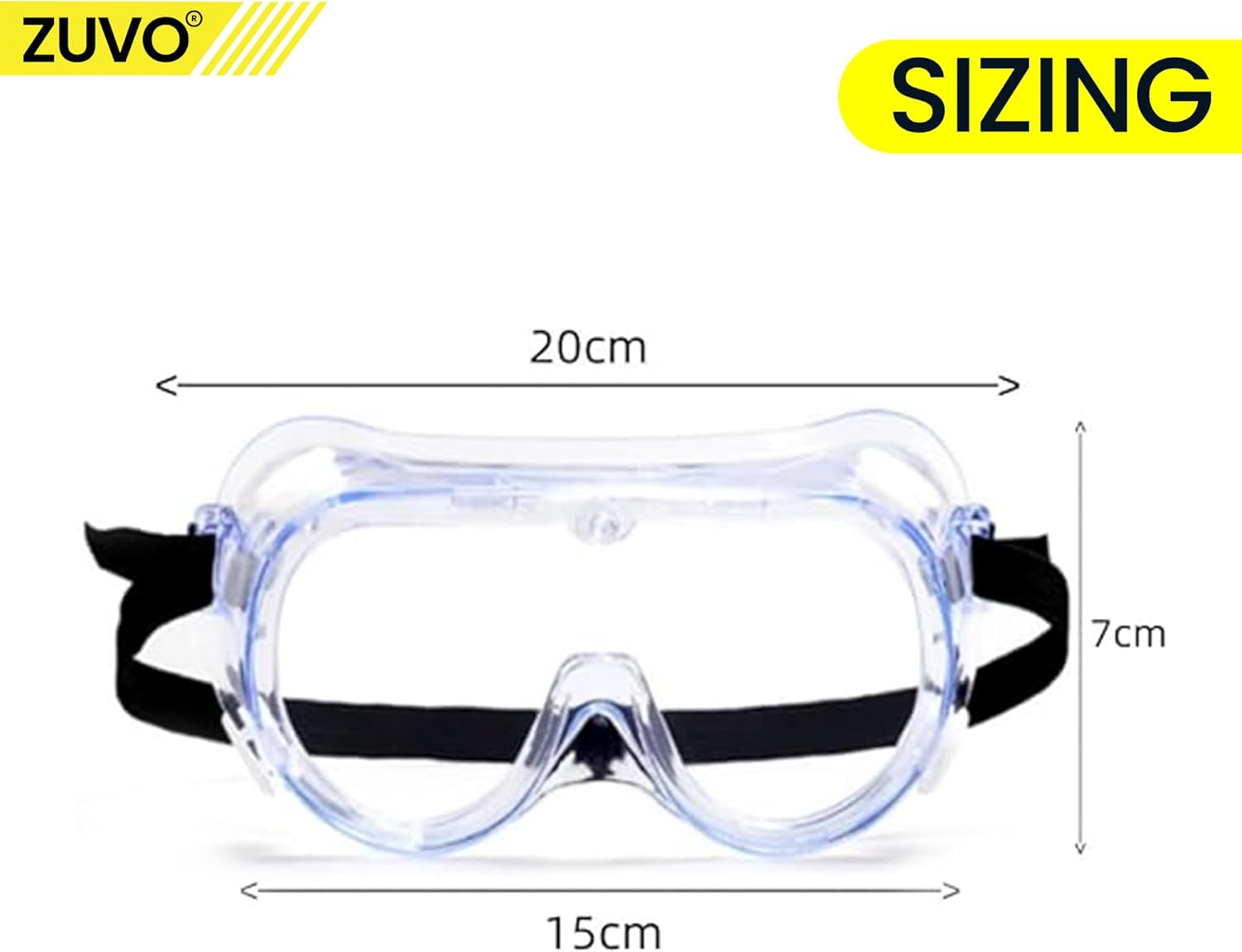 Zuvo Safety Goggles Clear Anti Fog Impact and Dust Resistant Eye Wear