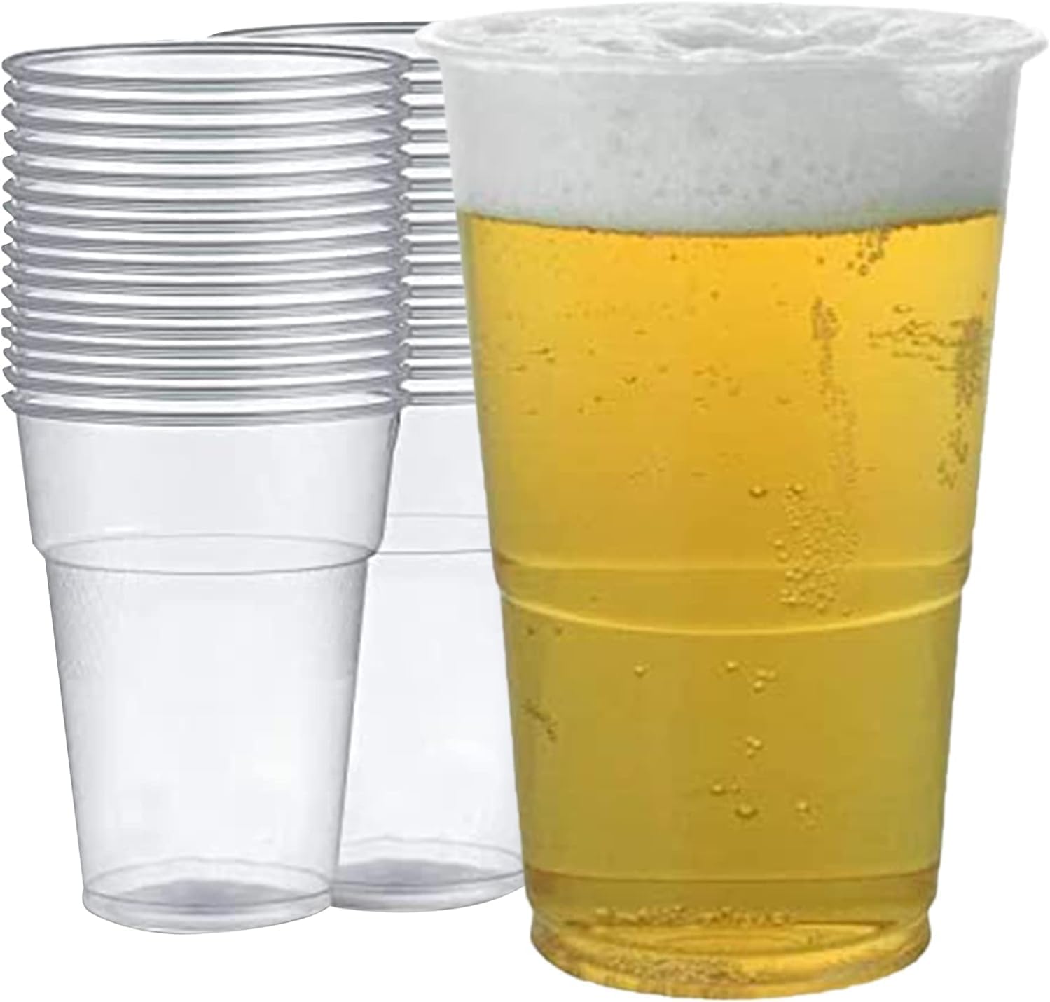 Pack of 50 Full Pint 660ml Clear Plastic Beer Glasses for Events