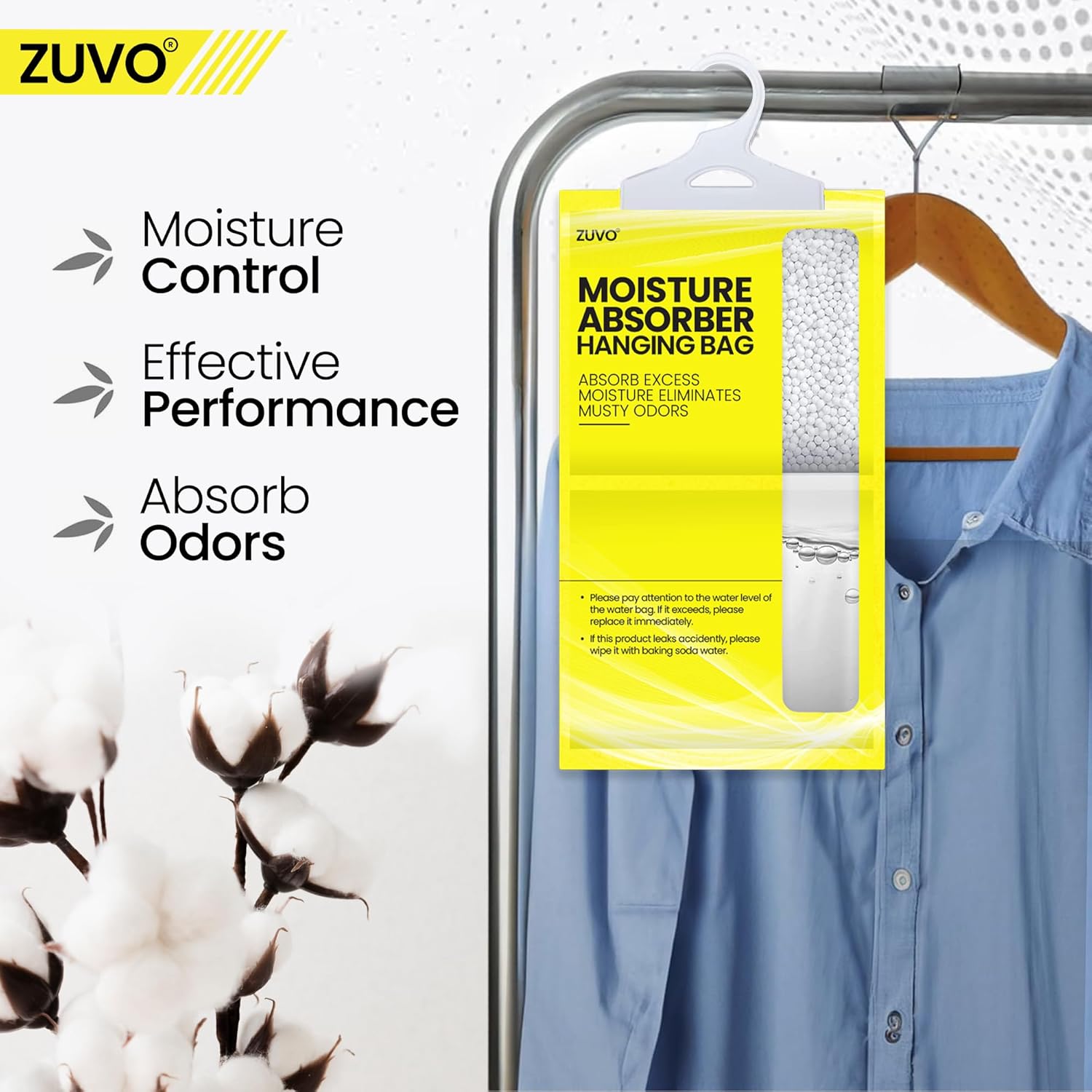 Zuvo Wardrobe Dehumidifier Hanging Bags 6 Pack Moisture Absorber