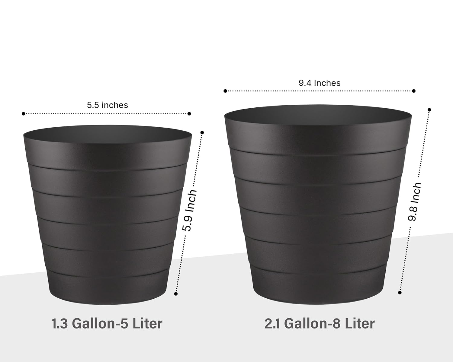 Zuvo Plastic Paper Bin 8L Shatter-Proof Wave Design, Black