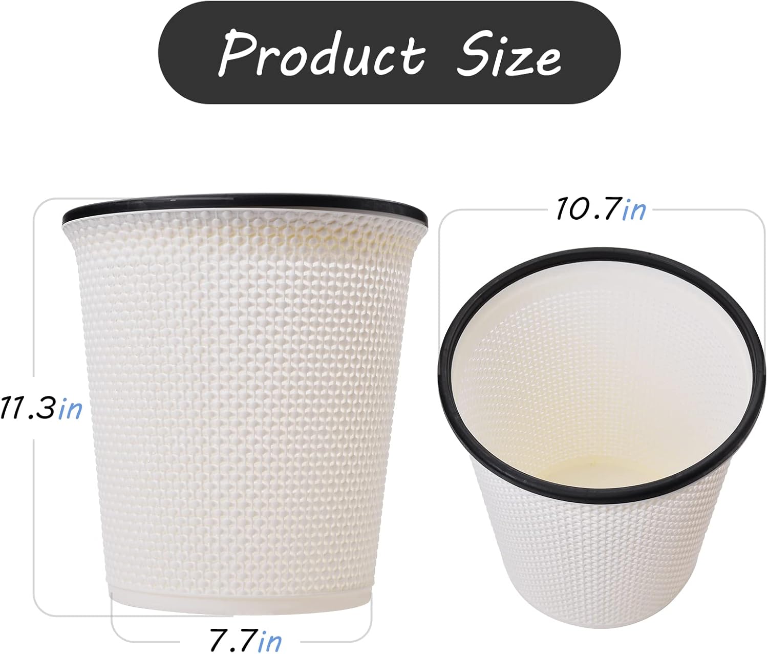 Zuvo Plastic Trash Paper Bin Beige Cylindrical Open-Top