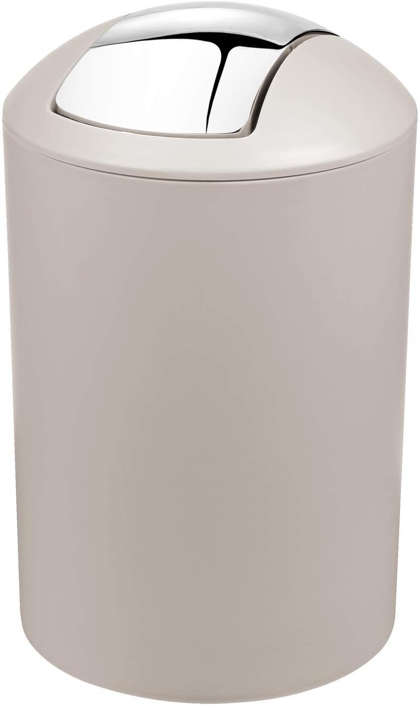Bathroom Accessories Set 6 Piece Beige Bin, Brush, Dispenser & Holders
