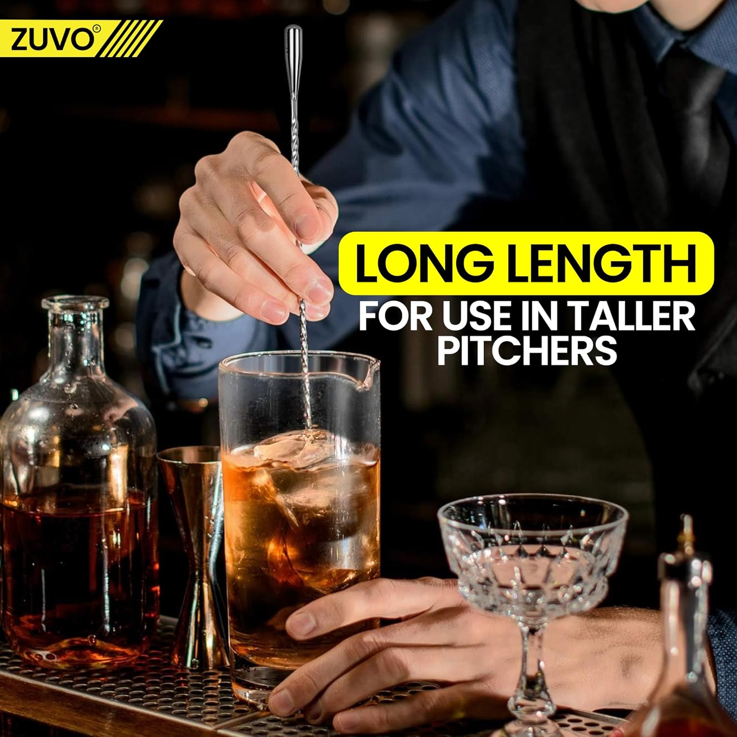 Zuvo Cocktail Stirrer Spoon 12 Inch – Stainless Steel Spiral Mixing Spoon