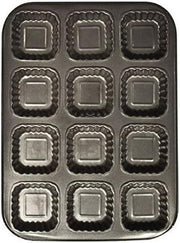 Zuvo Non-Stick Brownie Baking Pan with Dividers - 12 Square Cups, Premium Edge Brownie Mold for Individual Servings, Durable Metal Bakeware for Oven Baking, Dishwasher Safe