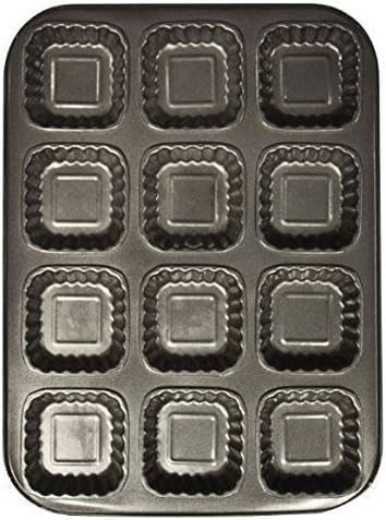 Zuvo Non-Stick Brownie Baking Pan with Dividers - 12 Square Cups, Premium Edge Brownie Mold for Individual Servings, Durable Metal Bakeware for Oven Baking, Dishwasher Safe