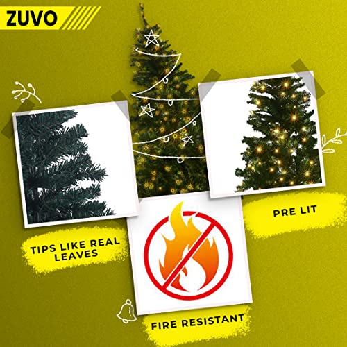 Pre Lit 6ft Christmas Tree with 200 LED Lights 1000 Tips Fiber Optic