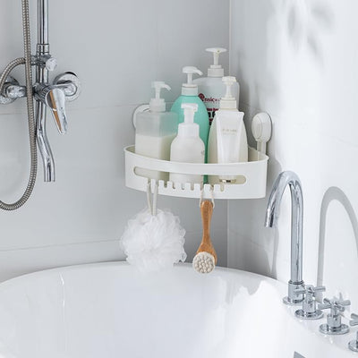 Zuvo No-Drill Shower Caddy – Suction Cup Bathroom Shelf, White